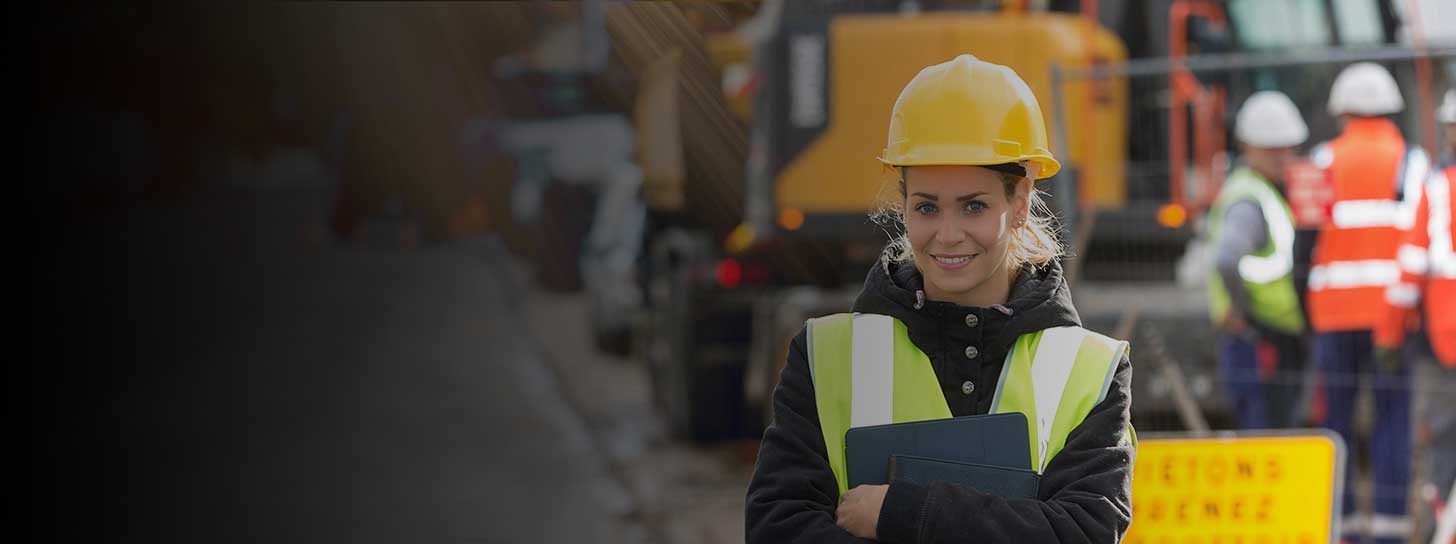Health and safety inspection in progress on UK commercial construction site